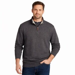 Lands’ End Mens 1/4 Zip Sweater XXL Charcoal Gray Long Sleeve Casual Layer